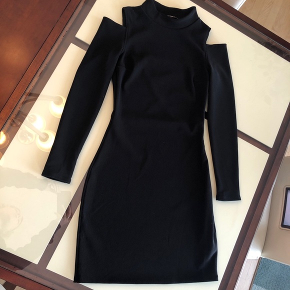 Express Dresses & Skirts - EXPRESS Black Shoulder Cutout Mini Dress
